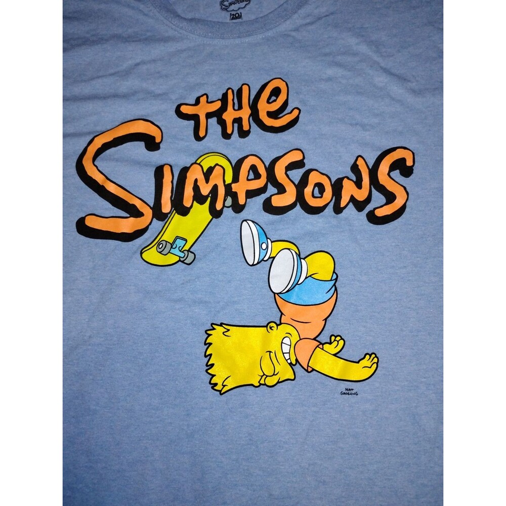 The Simpsons -Bart Skate Boarding Blue T-Shirt Size M NWT 20th Century Fox Y2K